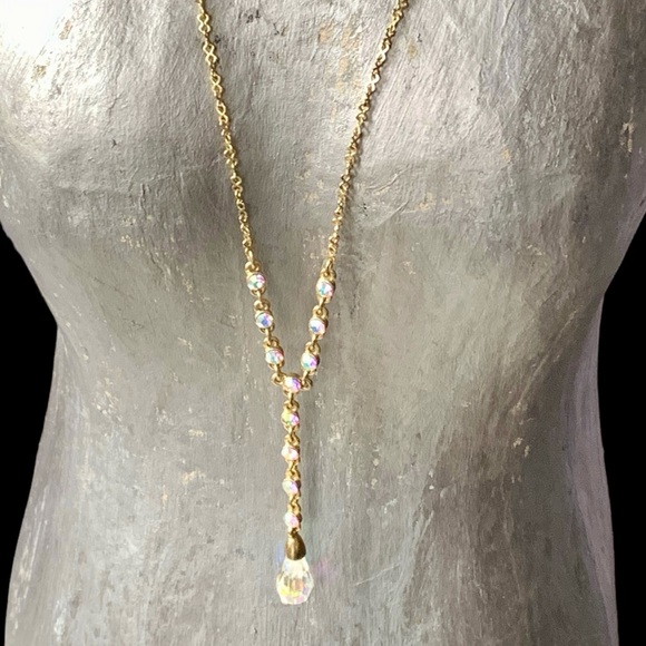 GIVENCHY Iridescent Crystal Gold Plated Y Necklace Women’s Designer Jewelry - Picture 6 of 13